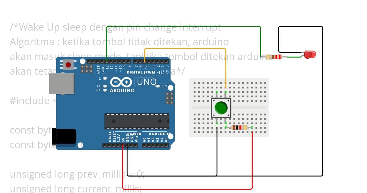 sleep mode and wake up with interrupt simulation