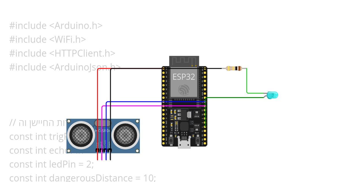 Distance Warning LED  simulation