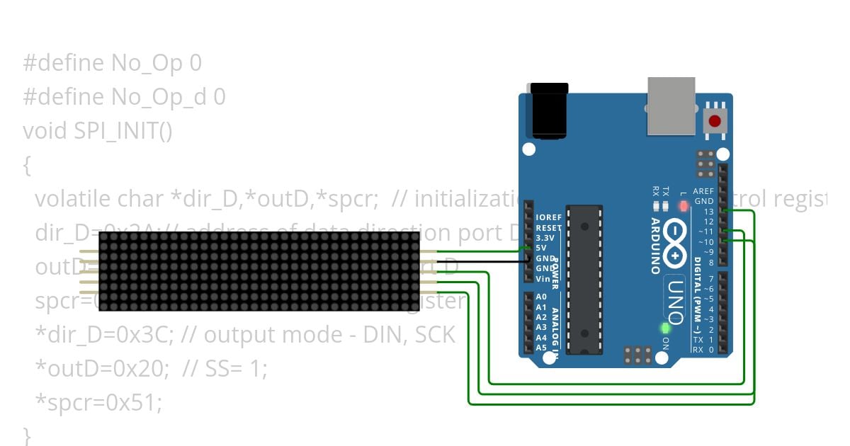 spi led matric by uno simulation