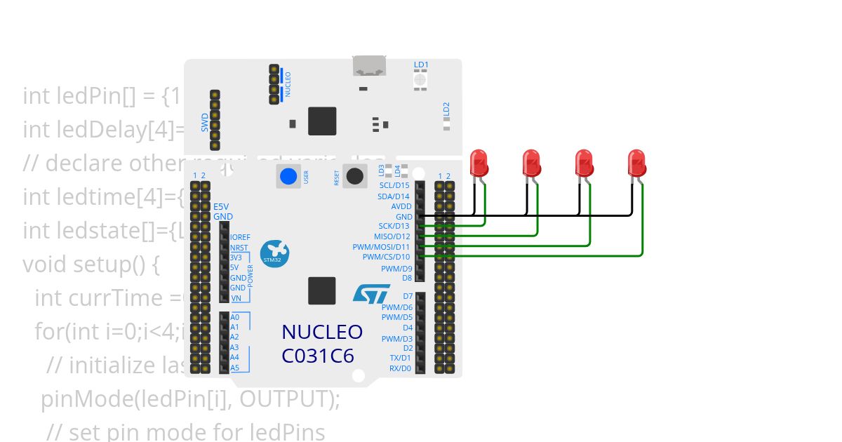 4-bit Binary LED - Template Copy simulation
