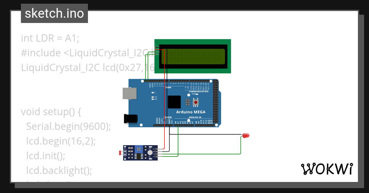 LDR LCD - Wokwi ESP32, STM32, Arduino Simulator