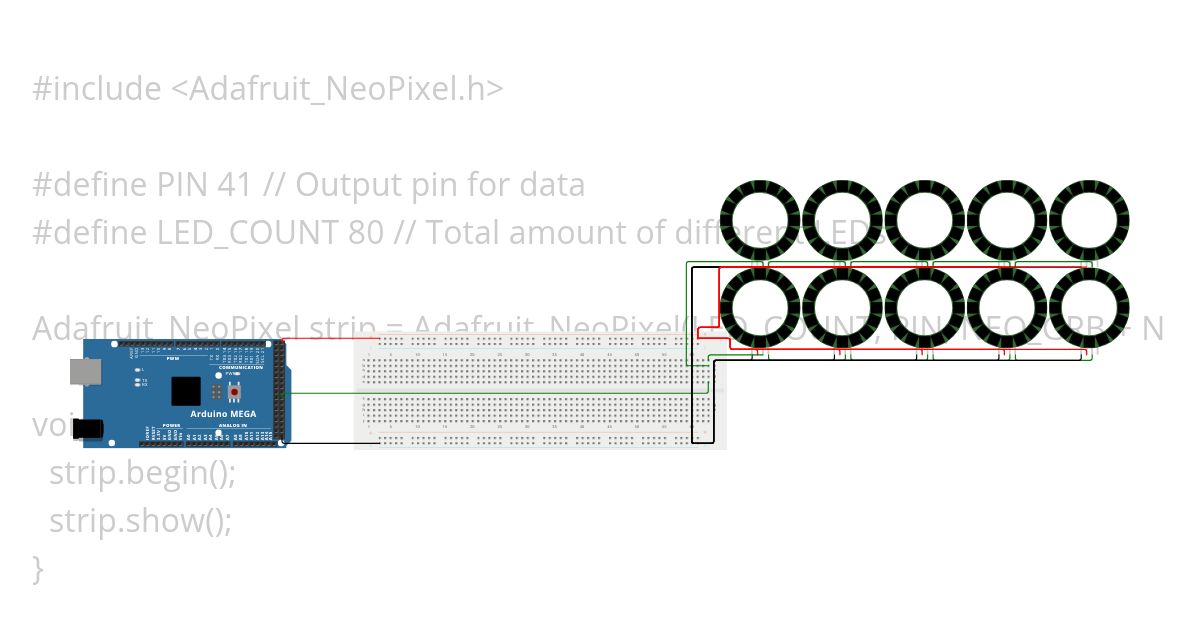 NeoPixel RGB Rings (x5) 01 (Working) simulation