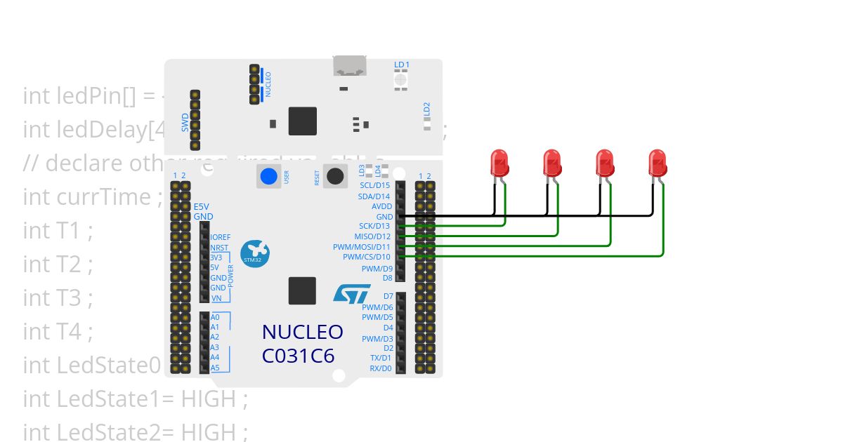 4-bit Binary LED - Template Copy simulation