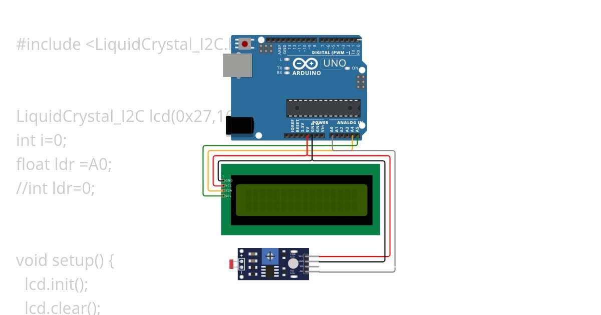 LCD DASAR I2C LDR simulation