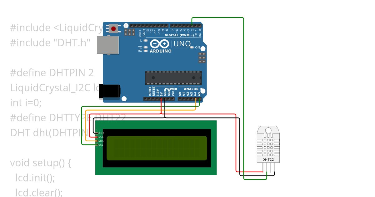 LCD I2C LDR DHT22 simulation