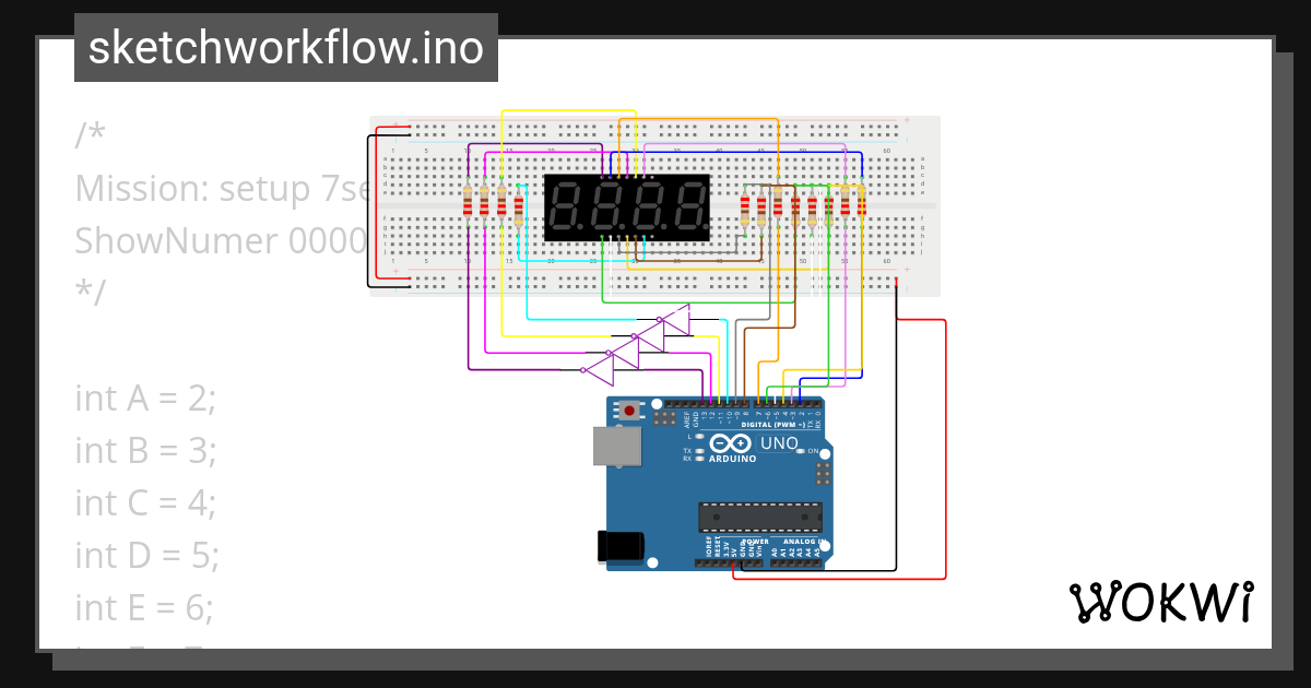 Learning by doing 7 Segment x4DIG - Wokwi ESP32, STM32, Arduino Simulator