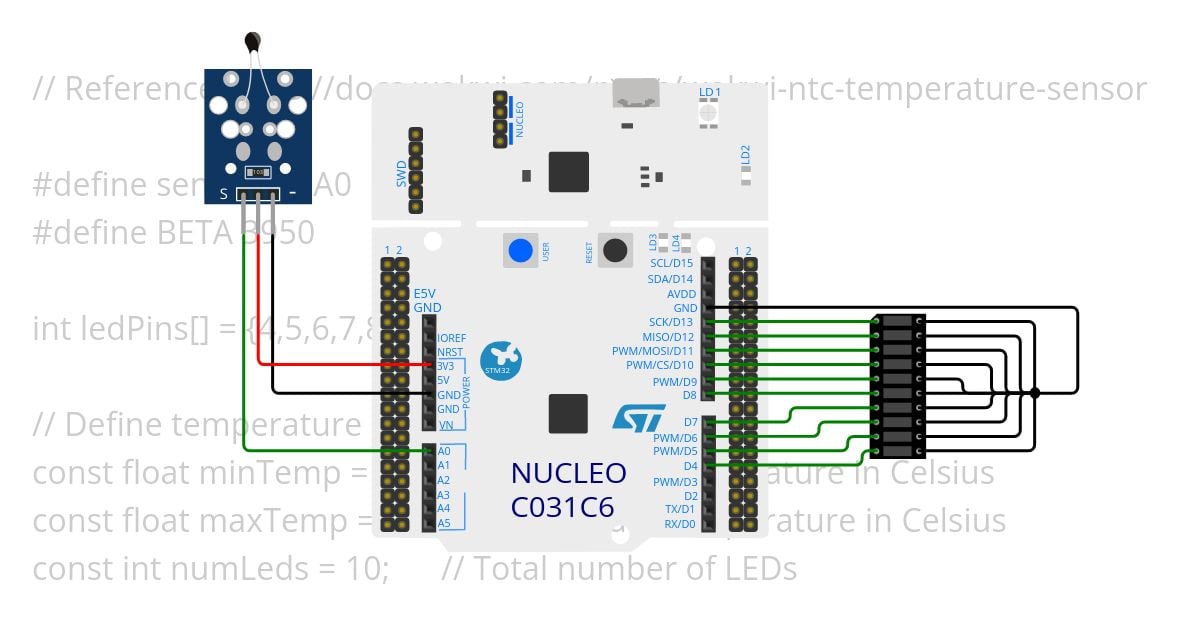  Temperature LED Bargraph simulation