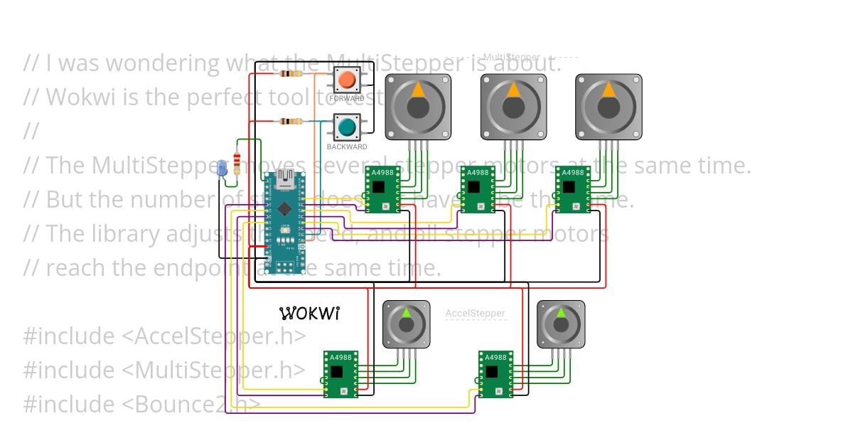 The MultiStepper from the AccelStepper library. Copy simulation