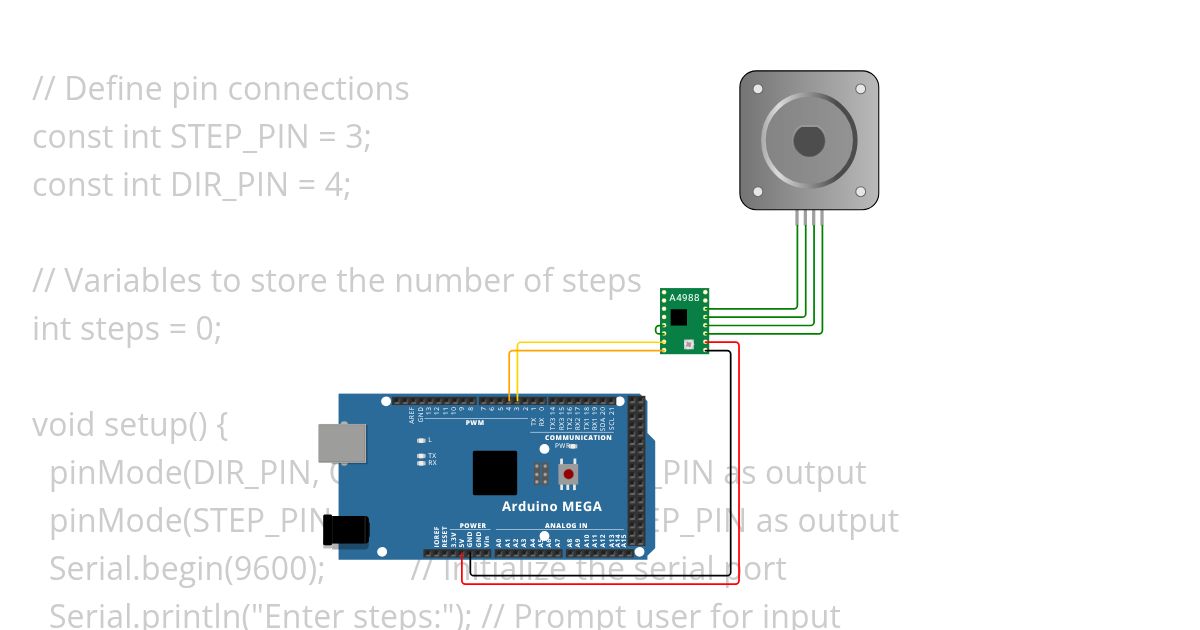 Bipolar Stepper Motor + A4988 Driver - On Off simulation