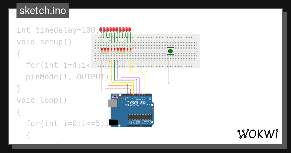 LED PATTERN BUTTON - Wokwi ESP32, STM32, Arduino Simulator