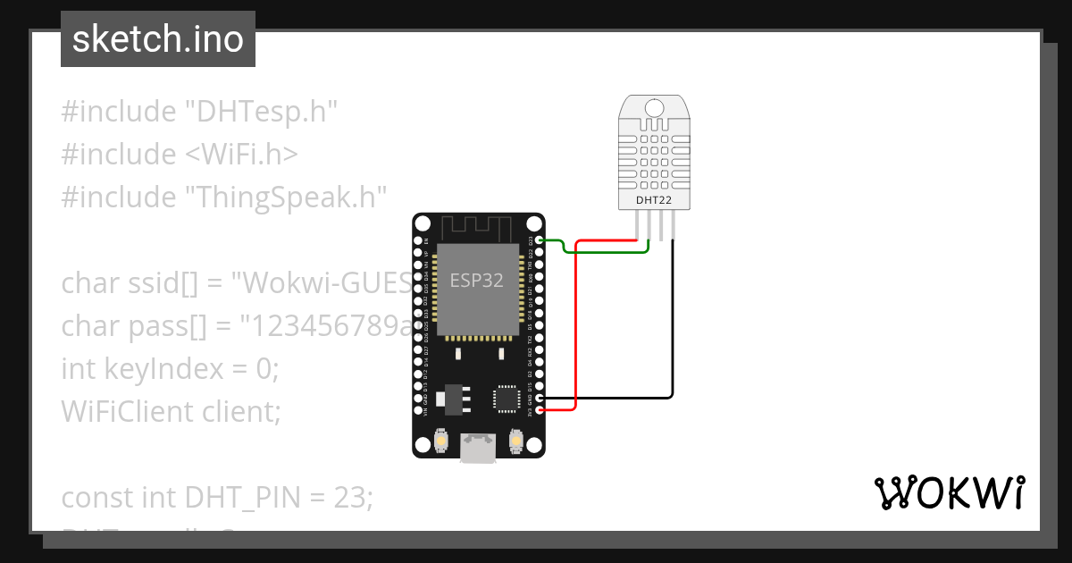 ESP32+DHT22+LCD 16X2 I2C - Wokwi ESP32, STM32, Arduino Simulator