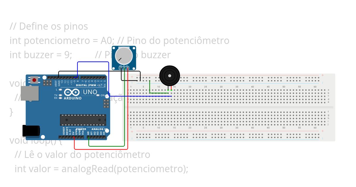 Buzzer + Potenciômetro simulation