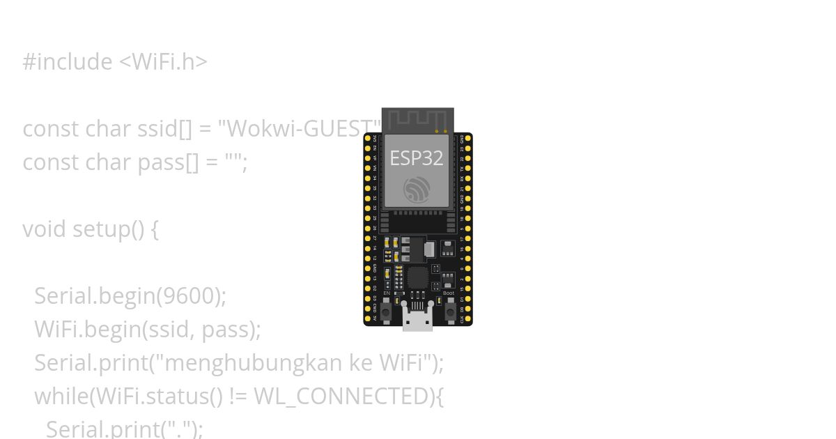 menghubungkan ESP32 ke WiFi simulation