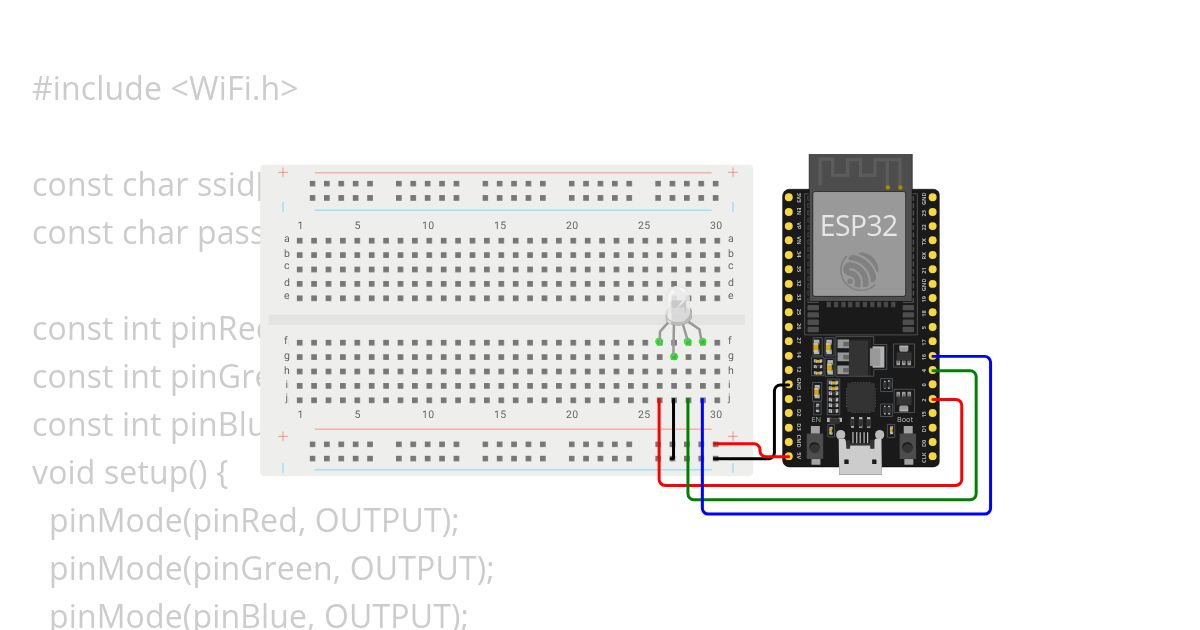Menampilkan WiFi ke RGB LED simulation