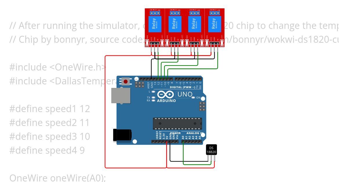 DS18B20 Fan Controller simulation