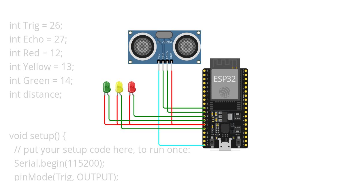 Ultrasonic with LED simulation