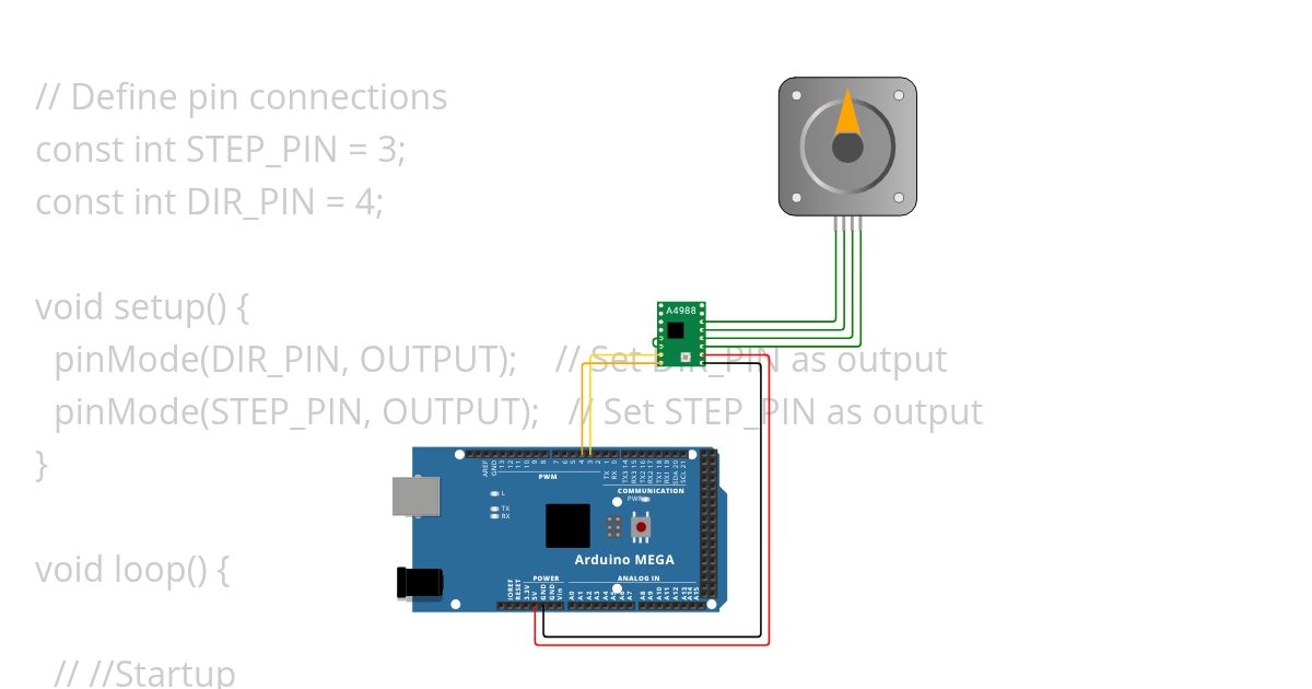 Bipolar Stepper Motor + A4988 Driver - Startup simulation