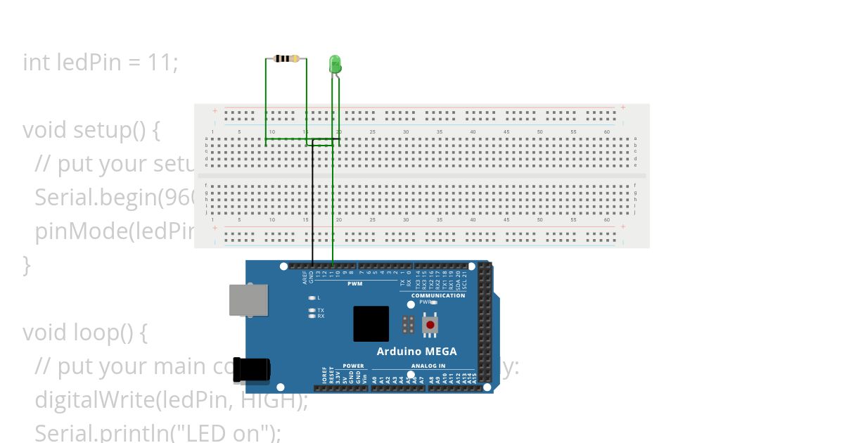 LED Blink Arduino Mega 2560 simulation