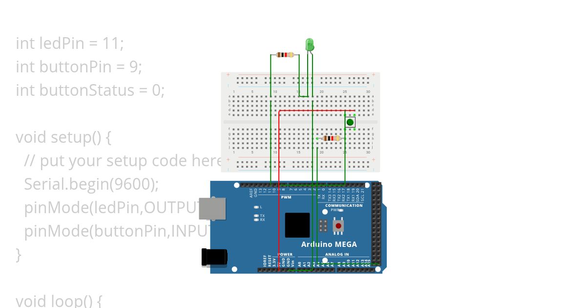 LED control using serial monitor and buttons simulation