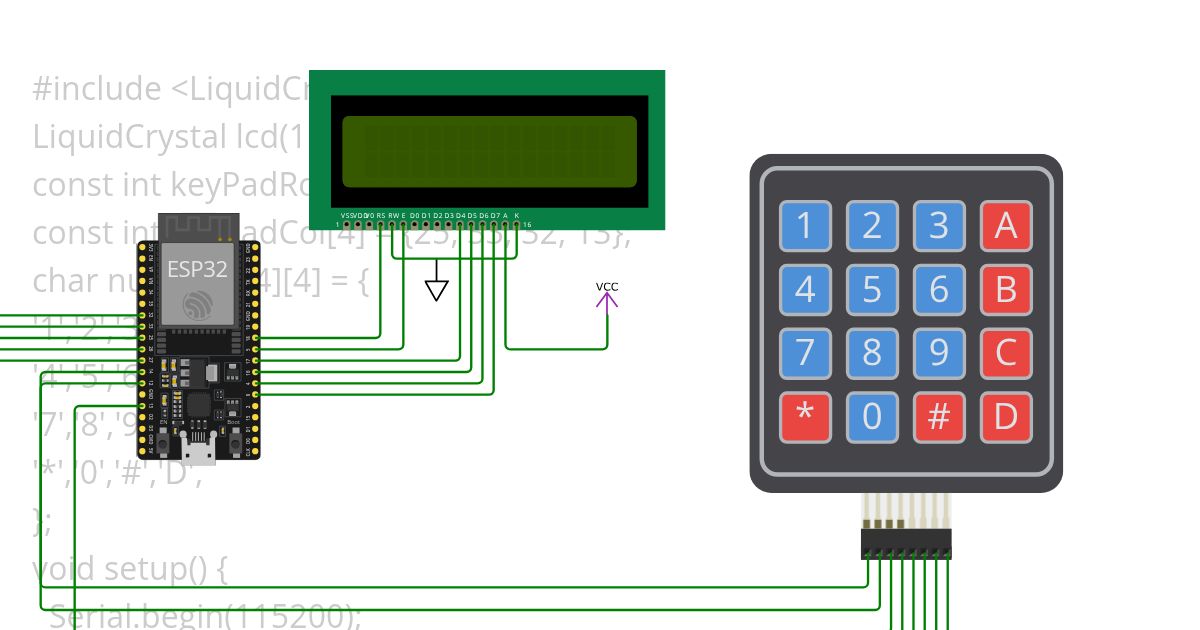 Lcd matrix keypad using buzzer,led (display) simulation