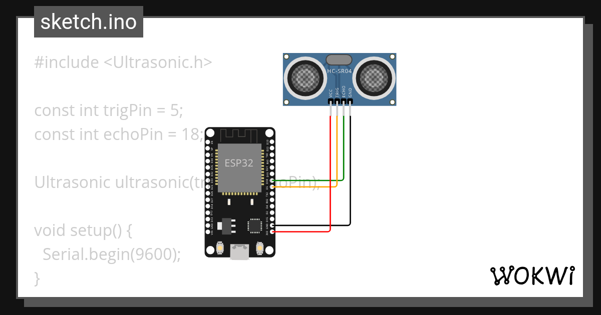 ultrasonic sensor - Wokwi ESP32, STM32, Arduino Simulator