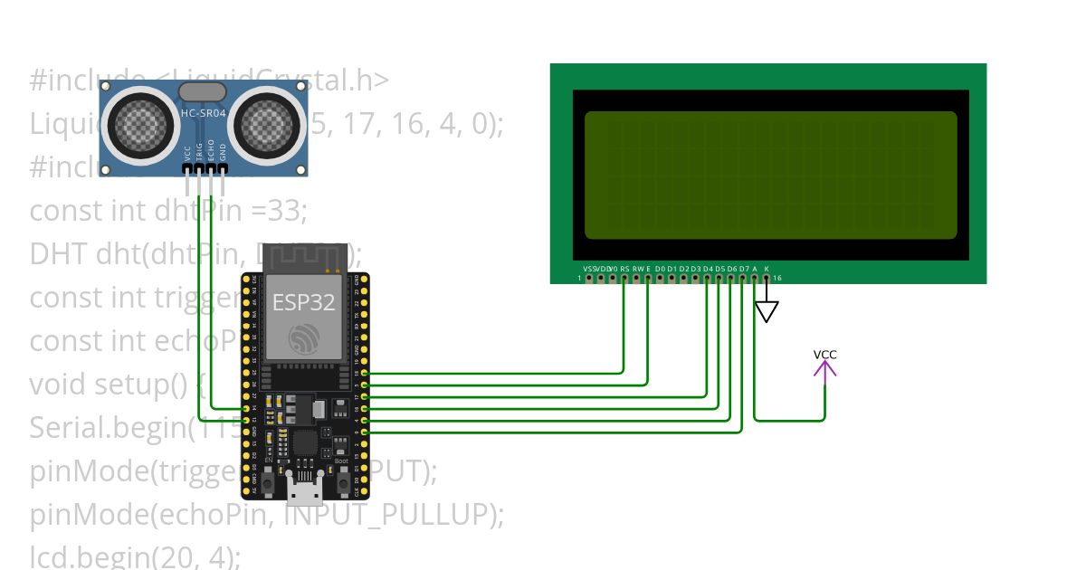 ultrasonic sensor (cm,feet,celsius) simulation