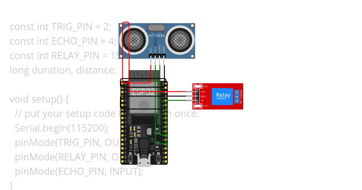 ultrasonic distance sensor with relay simulation