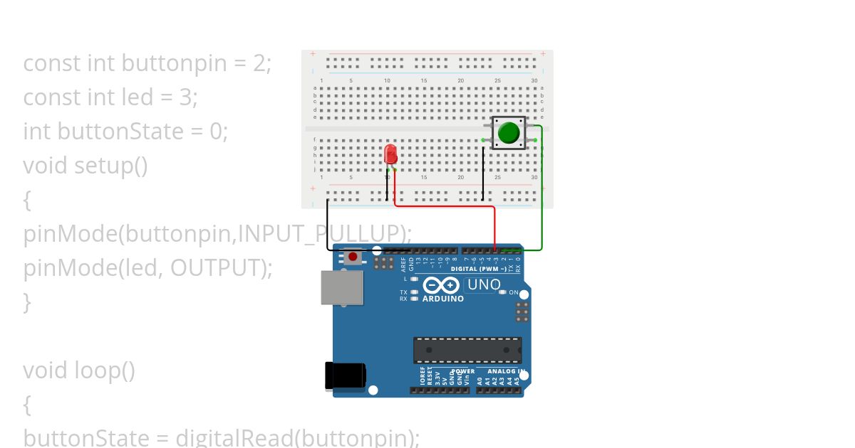BUTTON LED PROJECT 2 simulation
