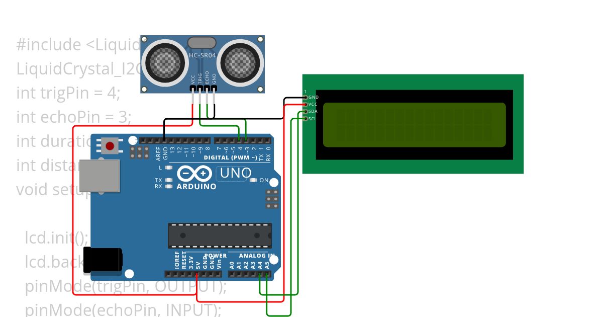 ultrasonic sensor,lcd_i2c simulation