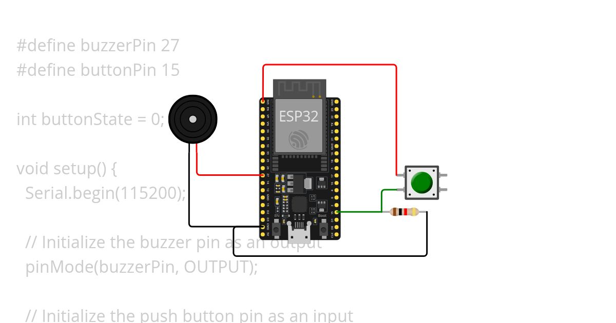 ESP32 buzzer Pushbutton simulation