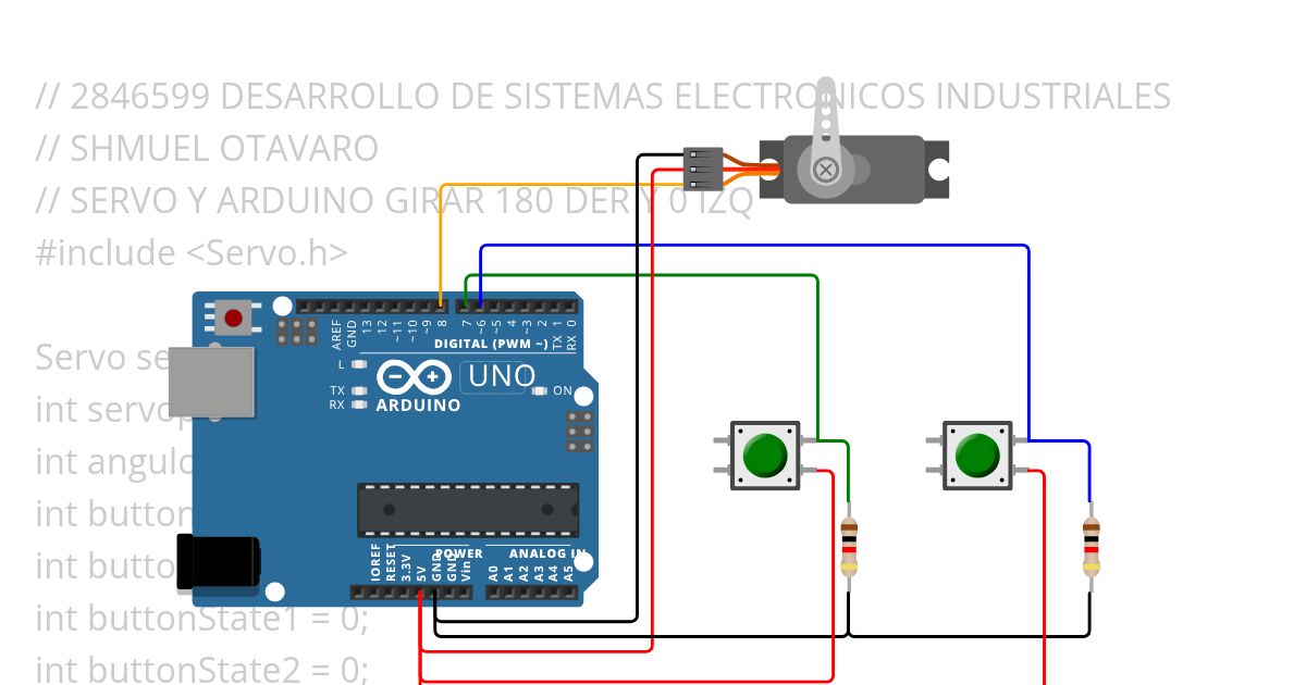 ARDUINO SERVO BOTON DER IZQ 90 AUTOMATICO simulation