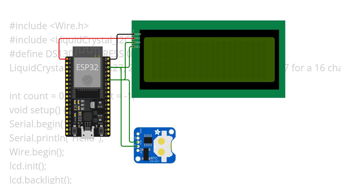 i2c lcd with rtc display Copy simulation