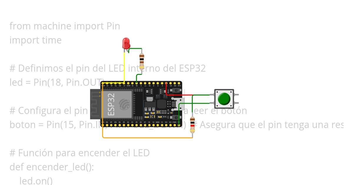 ESP32 MICROPYTHON PRENDER Y APAGAR UN LED CON UN PUSHBUTTON Copy simulation
