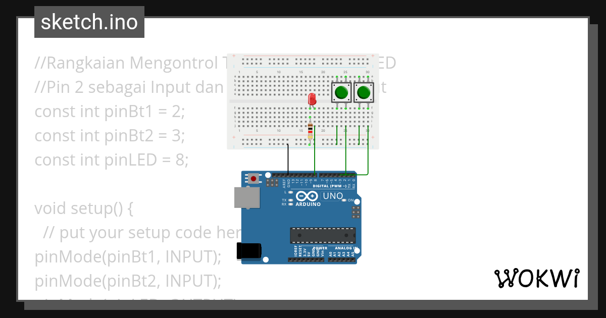 Rangkaian Tombol 2 - Wokwi ESP32, STM32, Arduino Simulator