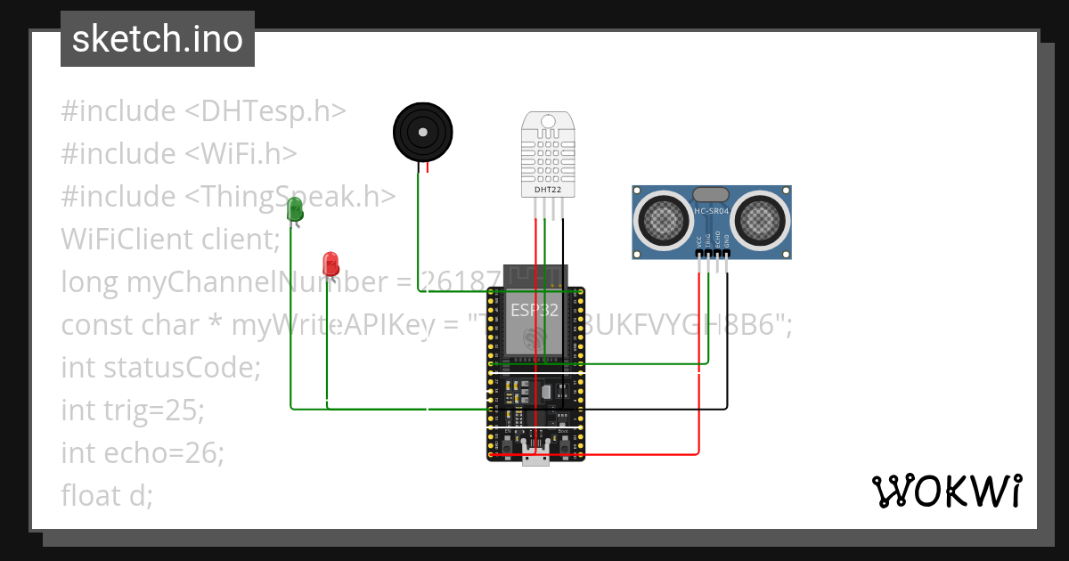 Ultrasonic sensor & DHT22 SENSOR WIFI - Wokwi ESP32, STM32, Arduino ...