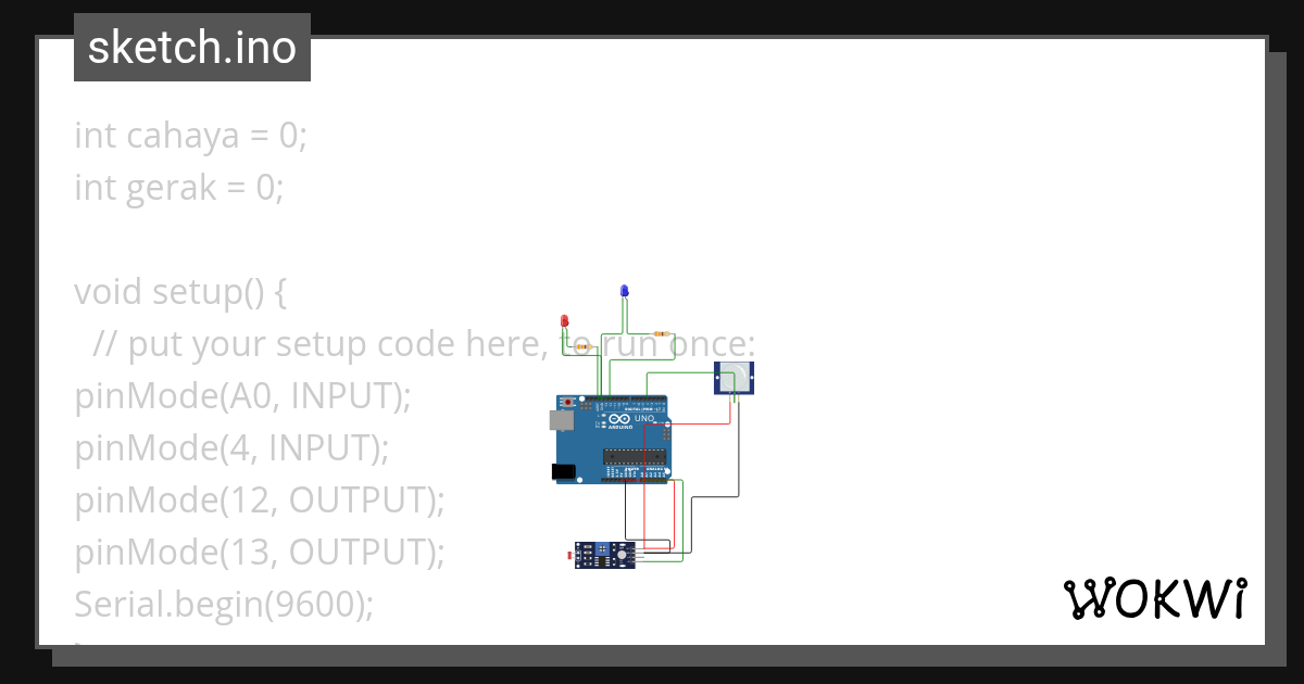 Sensor cahaya gerak - Wokwi ESP32, STM32, Arduino Simulator