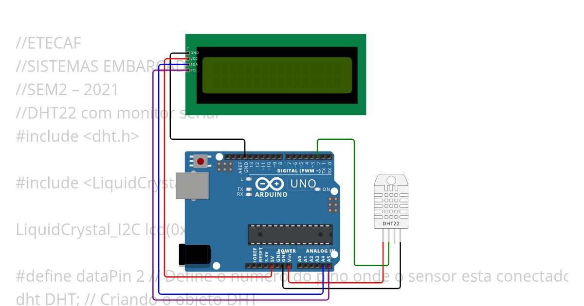 DHT22 + LCD I2C simulation