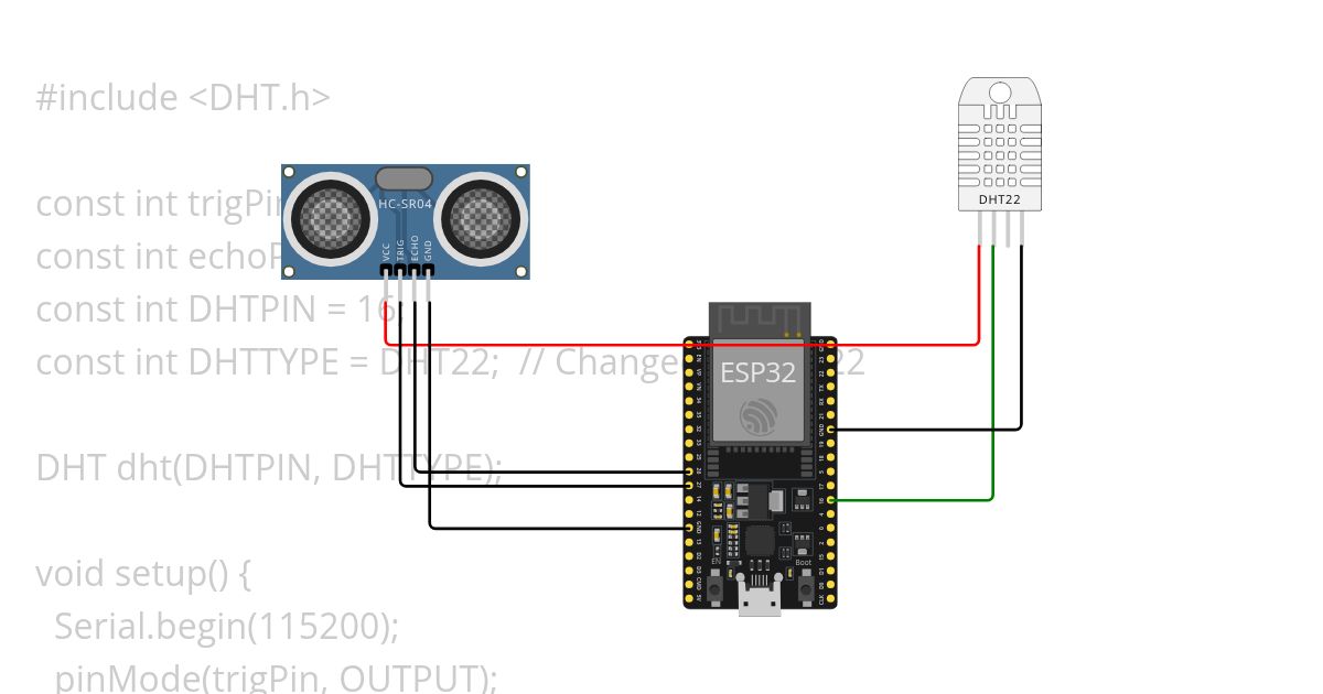 SD Ultrasonic and DHT simulation