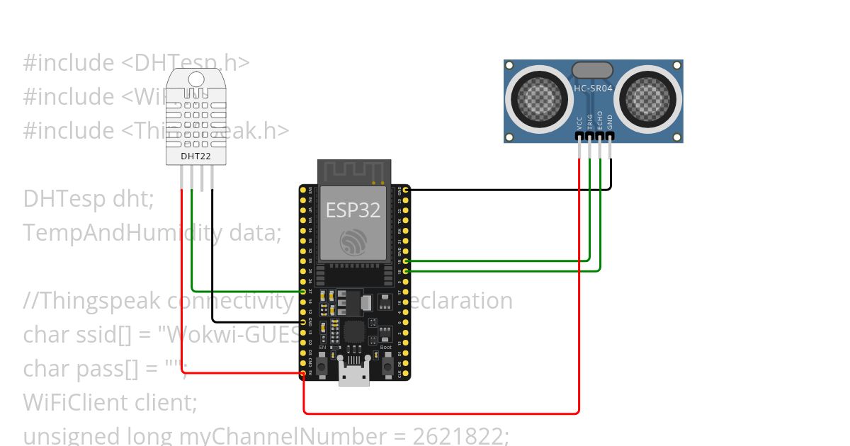 DHT AND ULTRASONIC FOR  THS  simulation