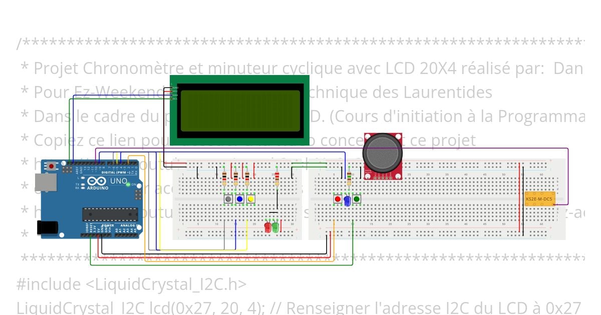 Chronometre & minuteur  cyclique sur LCD I2C  V4.0 (Work in progress) Copy simulation