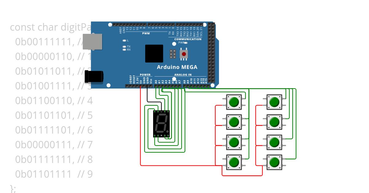 7seg with 8 switches simulation