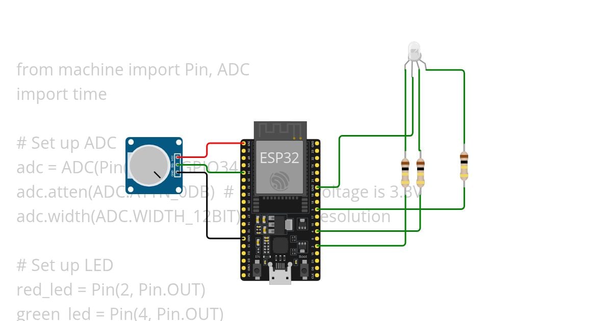 control RGB LED Using 1Potentiometer simulation
