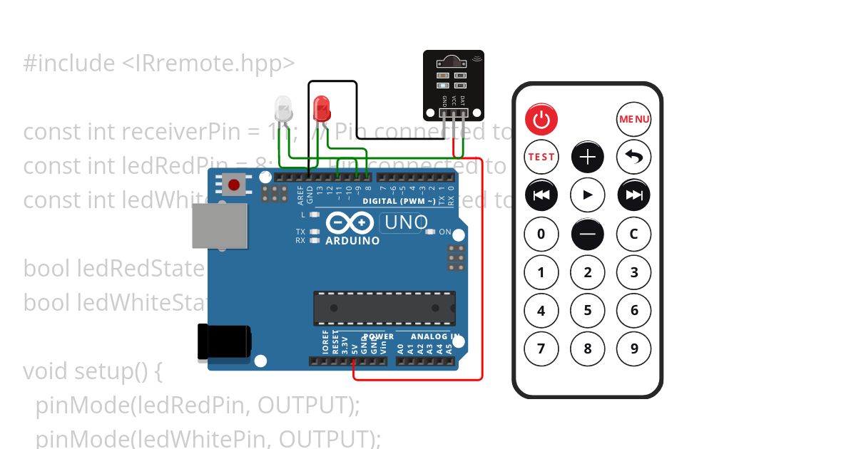 ir remote led control simulation