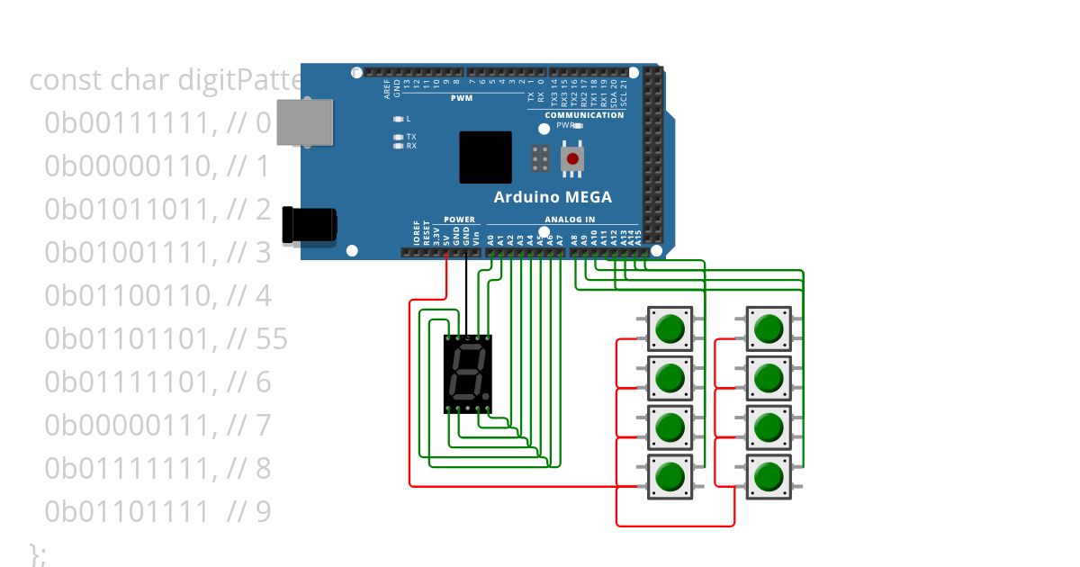 Press switch 7 & display from 0 to 9 and 9 to 0 one  time. simulation