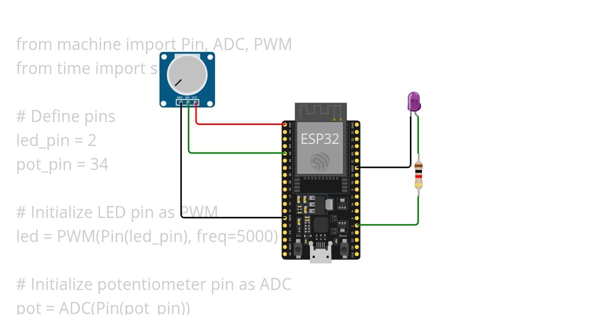 control LED brightness using poteniometer simulation
