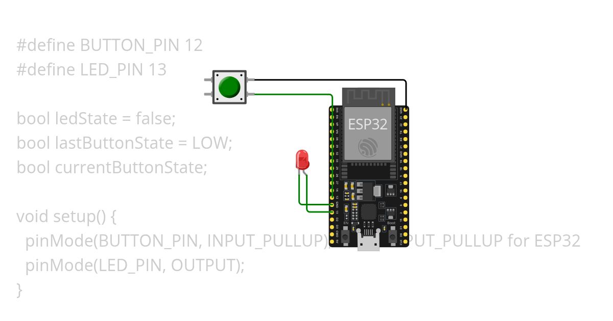 Push Button-Controlled LED: simulation