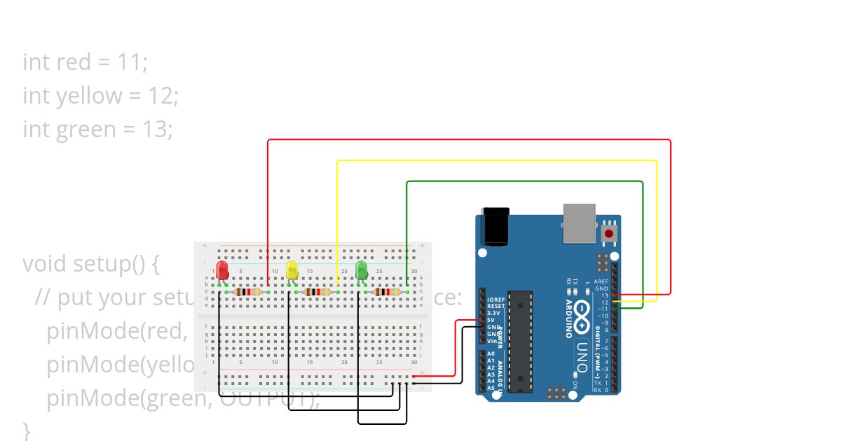 How To Easily Code LED Blinking (Multiple LEDs) simulation