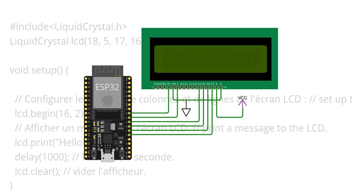 Texte centré sur afficheur LCD simulation