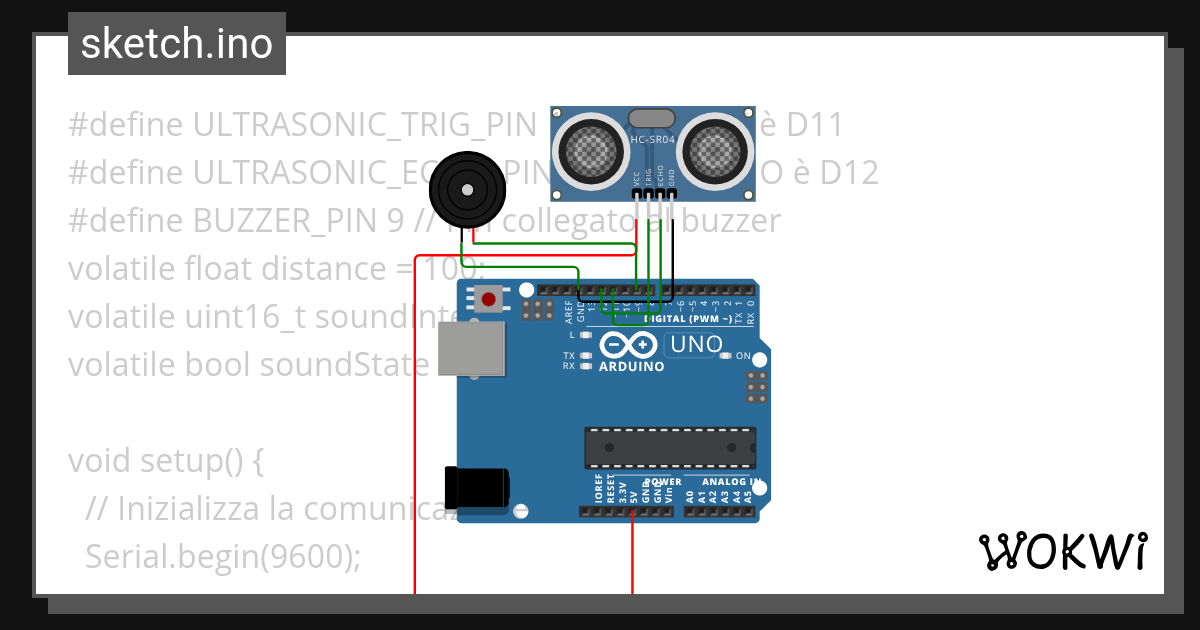 Sensore distanza Copy - Wokwi ESP32, STM32, Arduino Simulator
