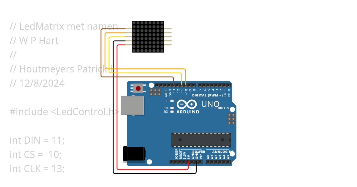LedMatrix met namen simulation